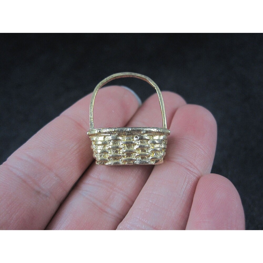 Miniature Vermeil Sterling Silver Woven Basket 1"